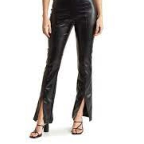 bebe WOMENS Split Hem Strapless Vegan Leather Jumpsuit Sz. S *NWT - Picture 3 of 7